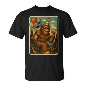 Bigfoot Party Vibes Birthday Balloons Forest Fun T-Shirt - Thegiftio UK