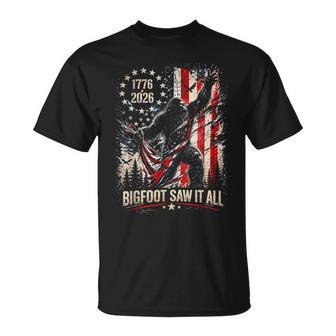 Bigfoot Saw It All 250 Years 1776 2026 4Th Of July Usa Flag T-Shirt - Thegiftio UK