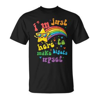 Here To Make Bigots Upset Gay Pride Lgbtq Women T-Shirt - Monsterry
