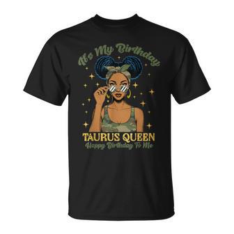 Birthday Taurus Queen Camo Black Woman African Zodiac Afro T-Shirt | Mazezy