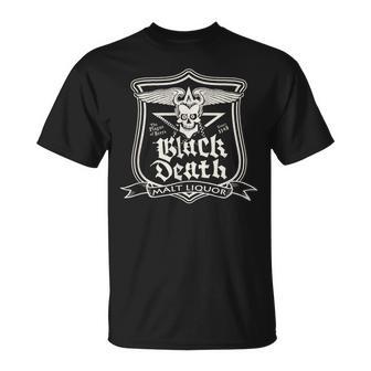 Black Death Malt Liquor Beer Drinking Rock T-Shirt - Thegiftio UK