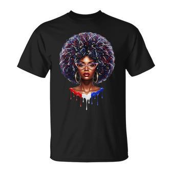 Black Girl Afro Us African American Female 4Th Of July Women T-Shirt - Monsterry