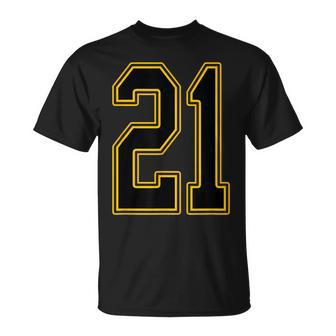 Black And Gold Number 21 Jersey Player Uniform 21 T-Shirt - Thegiftio UK