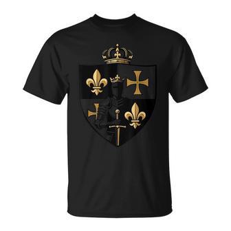 Blason Royal Français Chevalier Fleur De Lys Médiéval T-Shirt - Cadeauxyz