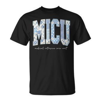 Boho Floral Micu Nurse Patchwork Medical Intensive Care Unit T-Shirt - Thegiftio