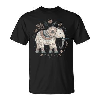 Boho Safari Animal Mandala Elephant Indian Zen Mindfulness T-Shirt | Mazezy