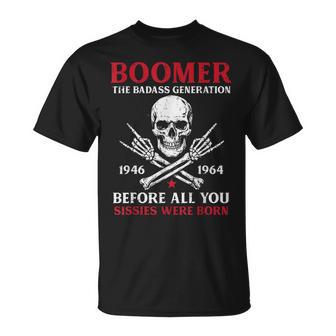 Boomer Badass Generation Rock Roll Skull Saying Men T-Shirt | Mazezy