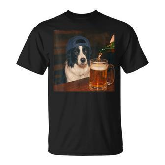 Border Collie Drinking Beer Fathers Day Dog Meme T-Shirt - Thegiftio UK
