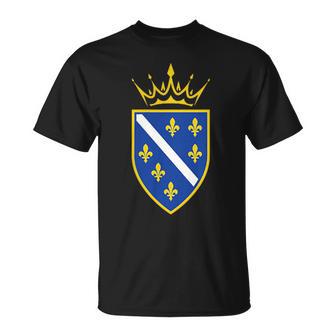 Bosnia And Herzegovina Flag Emblem With Crown Bosnia T-Shirt - Monsterry
