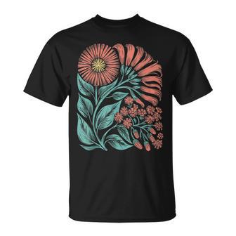 Botanical Boho Daisy Flower Retro Floral Wildflower Gardener T-Shirt - Thegiftio