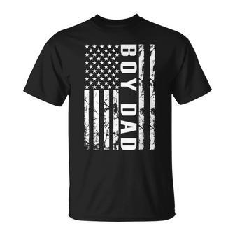 Boy Dad Us Flag Proud Dad Of A Boy Dad Fathers Day T-Shirt - Monsterry