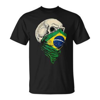 Brasil Brasil Brasil Flagkull In Mangas Camiseta unisex - Regaloses
