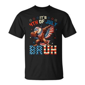 Bruh 4Th Of July Boys Kids Dabbing Bald Eagle American Flag T-Shirt - Thegiftio UK