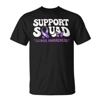 Butterfly Lupus Awareness Purple Ribbon Support Squad T-Shirt - Thegiftio