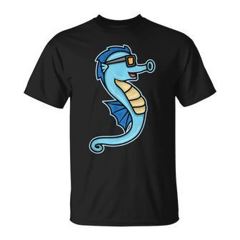 Caballito De Mar De Dibujos Animados Con Gafas Deol Camiseta unisex - Regaloses