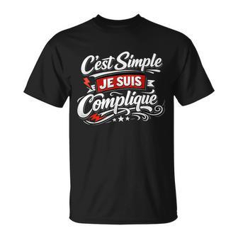 Cadeau Homme Original Humour C'estimple Jeuis Compliqué T-Shirt - Cadeauxyz