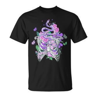 Camisa Floral Púrpura De Laerpiente De La Mariposa Esqueleto Gótico De La Mariposa Camiseta unisex - Regaloses