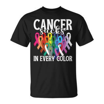 Cancer Sucks In Every Color Support All Cancer Matters T-Shirt - Thegiftio UK