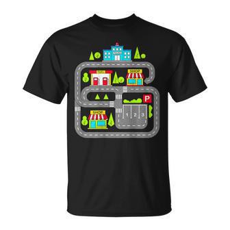 Car Track Play Cars Roads On Back For Dad Fathers Day T-Shirt - Thegiftio UK