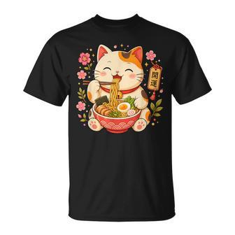 Carino Gatto Ramen Giapponese Kawaii Anime Cat Ramen Maglietta - Novitaregali