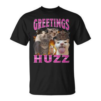 Cat Meme Greetings Huzz Silly Cats Humor Bootleg T-Shirt - Thegiftio UK