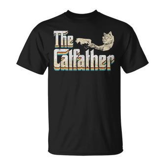 The Catfather 面白い猫 お父さん 父の日 ビンテージ 猫 父親 Tシャツ - Kawaiitshirt