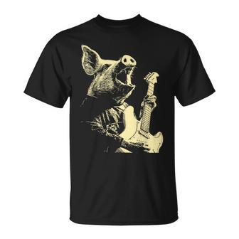 Cerdo Con Guitarra Rocker Guitarrista Animal Punk Rock Grunge Camiseta unisex - Regaloses