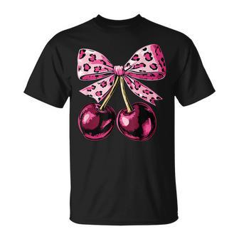 Cerises À Nœud Coquette Léopard Rose Cerise T-Shirt - Cadeauxyz