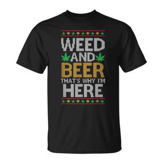 Cerveza Y Marihuana Divertida De Navidad Fea Camiseta unisex - Regaloses