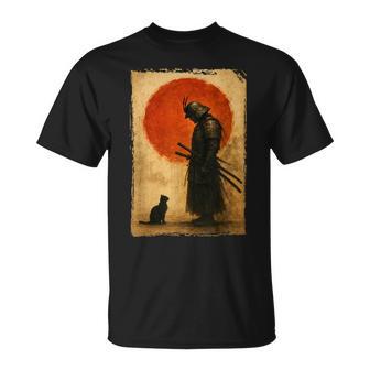 Chasseur Japonaisintage Et Art Chat Noir T-Shirt - Cadeauxyz