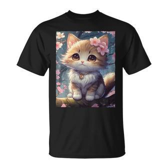 Chat Anime Kawaiiakura Fleur De Cerisier Chaton Mignon T-Shirt - Cadeauxyz