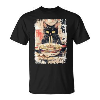 Chat Nouilles Ramen Japon Y2k Kawaii Rétro Chats Manga Anime Manche Longue T-Shirt - Cadeauxyz