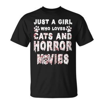 Chica Que Ama Gatos & Películas De Terror Película De Terror Camiseta unisex - Regaloses