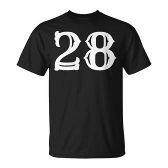 Chiffre 28 En Blanc Grand Caractères Grastyle Ouest Américain T-Shirt - Cadeauxyz