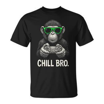 Chill Bro Cooler Affe Mitonnenbrille Gamer Geschenk Lustig T-Shirt - Seseable