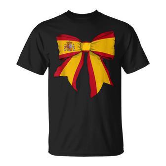 Cinta De Lazo De Coqueta Con Bandera De Orgullo Español De España In Mangas Camiseta unisex - Regaloses