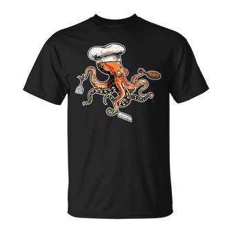 Cocinero De Pulpo Divertido Con Gorro De Cocinero Camiseta unisex - Regaloses