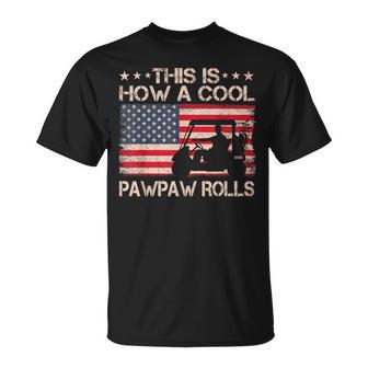 This Is How A Cool Pawpaw Rolls Vintage Golf American Flag T-Shirt - Thegiftio