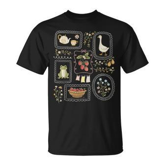 Coquette Goose Cottagecore Floral Gardening Plant Lover T-Shirt | Mazezy