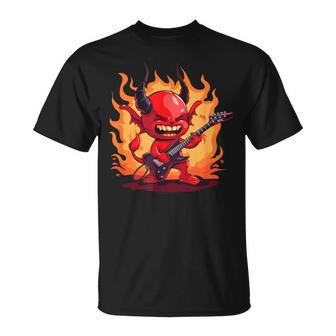 Costume De Diable Brûlant À Bascule Avec Guitare Cool Et Flammes T-Shirt - Cadeauxyz