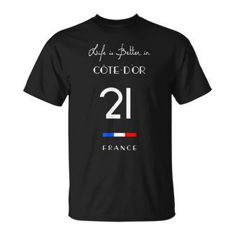 Côte D'or Numéro Deie 21 Bourgogne-Franche-Comté France T-Shirt - Cadeauxyz