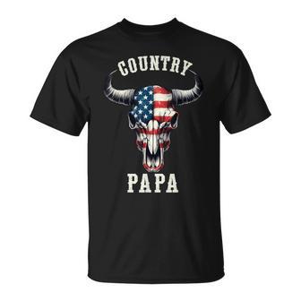 Country Papa Usa Flag Western Music Cowboy Rodeo Fathers Day T-Shirt - Monsterry UK