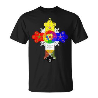 Croix Rosy Hermétique Ordre De L'aube Doréeymbole Occulte T-Shirt - Cadeauxyz