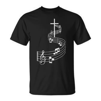 Cross With Treble Clef Musical Christian T-Shirt - Monsterry