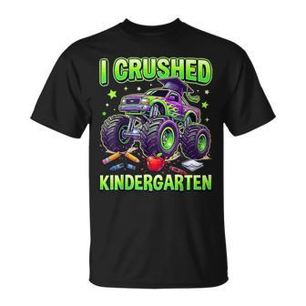 I Crushed Kindergarten Monster Truck Graduation Grad Boys T-Shirt - Thegiftio UK