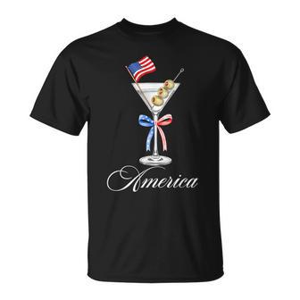 Cute 4Th Of July Usa American Flag Martini Cocktail T-Shirt - Thegiftio UK