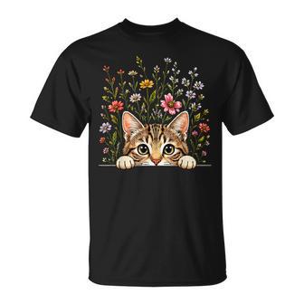 Cute Cat Flower T-Shirt - Thegiftio UK