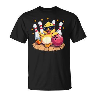 Cute Duck With Sunglasses Duck Playing Bowling For Women T-Shirt - Thegiftio UK