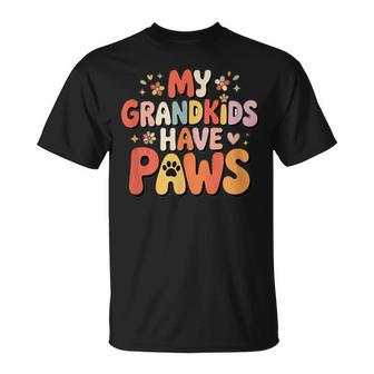 Cute My Grandkids Have Paws Pet Dog Cat Grandma T-Shirt - Thegiftio