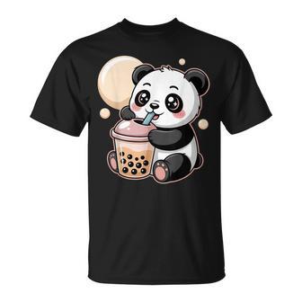 Cute Kawaii Panda Drinking Boba Bubble Tea Aesthetic T-Shirt - Thegiftio